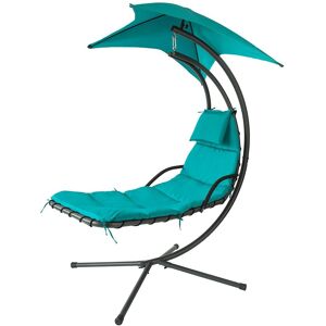 Sobuy Ogs39-Tb Bain De Soleil Hamac Transat Suspendu Lit Suspend Balancelle De Jardin Et Patio Fauteuil - Turquoise - Publicité