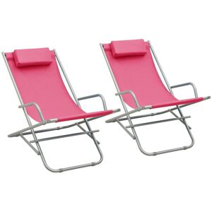 Vidaxl Chaises À Bascule 2 Pcs Acier Rose - Publicité