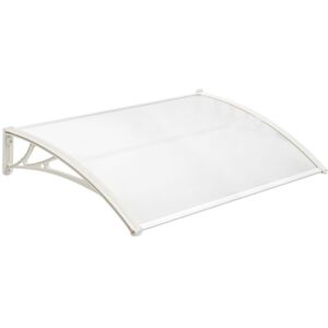 Auvent De Porte Et Fenêtres 120x60 Cm Transparent. Marquise Solaire Abri Banne Entrée Protection Avec Support Blanc - Publicité