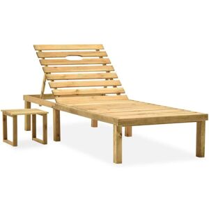 Vidaxl Chaise Longue De Jardin Avec Table Bois De Pin Imprégné - Publicité