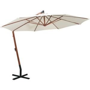 Vidaxl Parasol 350 Cm Poteau De Bois Blanc - Publicité