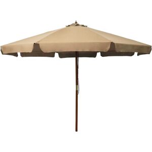 Vidaxl Parasol Avec Mât En Bois 330 Cm Taupe - Publicité