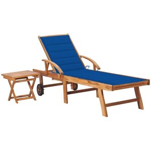 Vidaxl Chaise Longue Avec Table Et Coussin Bois De Teck Solide - Publicité