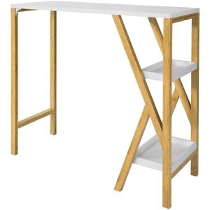 Sobuy Fwt56-W Table De Bar Table Haute De Bar Mange-Debout Cuisine Avec 2 Étagères De Rangement Pied En Forme K (Blanc) - Publicité