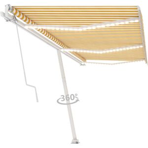 Vidaxl Auvent Automatique Capteur De Vent Led 600x350cm Jaune Et Blanc - Publicité