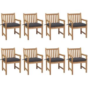 Vidaxl Chaises De Jardin 8 Pcs Avec Coussins Anthracite Teck Solide - Publicité