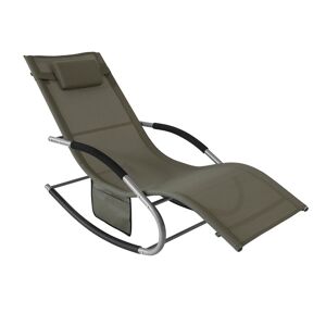 Sobuy Ogs28-Br Bain De Soleil Chaise Longue Fauteuil À Bascule Avec Appui-Tête Et Pochette Latérale Et Repose-Pieds Transat De Jardin Rocking Chair Confortable - Publicité