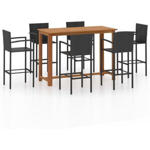 Vidaxl Ensemble De Bar De Jardin 7 Pcs Noir - Publicité