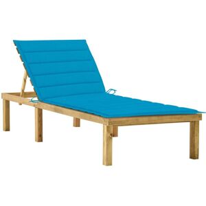 Vidaxl Chaise Longue Avec Coussin Bleu Bois De Pin Imprégné - Publicité