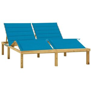 Vidaxl Chaise Longue Double Et Coussins Bleu Pin Imprégné - Publicité