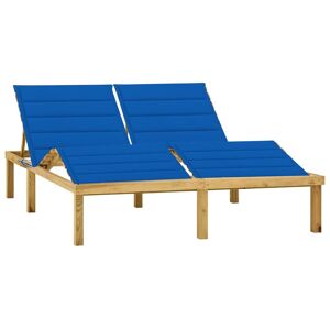 Vidaxl Chaise Longue Double Et Coussins Bleu Royal Pin Imprégné - Publicité