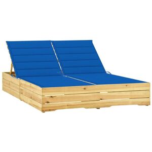 Vidaxl Chaise Longue Double Et Coussins Bleu Royal Pin Imprégné - Publicité