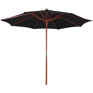 Vidaxl Parasol Avec Mât En Bois 300x258 Cm Noir - Publicité