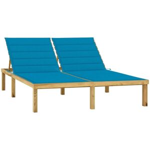 Vidaxl Chaise Longue Double Et Coussins Bleu Pin Imprégné - Publicité