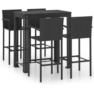 Vidaxl Jeu De Bar De Jardin 5 Pcs Avec Accoudoirs Résine Tressée Noir - Publicité