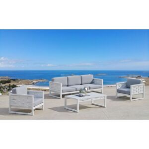 HEVEA Ensemble Salon Sofa De Jardin Auxana 8 En Aluminium Blanc - Publicité