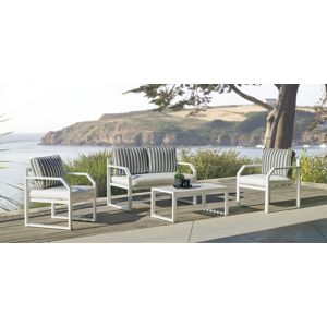 HEVEA Ensemble Salon Sofa De Jardin Amza 7 En Aluminium Blanc Coussins Couleur Naomi - Publicité