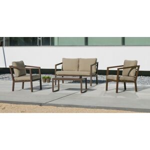 HEVEA Ensemble Salon Sofa De Jardin Aurana 7 En Aluminium Bronze Marron - Publicité