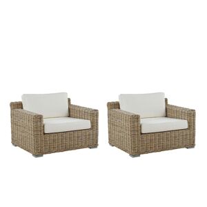 Lot De 2 Chaises De Jardin Naturels Avec Coussins Blanc Cassé Ardea - Publicité