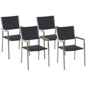 Lot De 4 Chaises Noires En Rotin Grosseto - Publicité