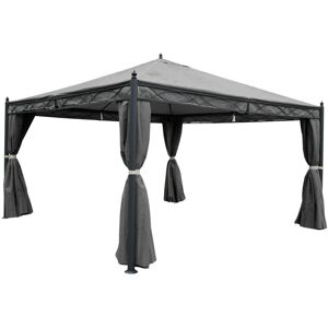 Pergola Pavillon Gazebo De Jardin Cadre Stable De 7cm Avec Paroi Latérale + Moustiquaire Gris 4x4m 04_0004091 - Publicité