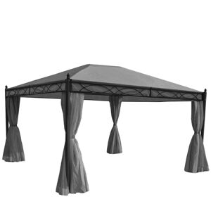 Pergola Pavillon Gazebo De Jardin Cadre Stable De 7cm Avec Paroi Latérale + Moustiquaire Gris 4x3m 04_0004090 - Publicité