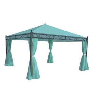 Pergola Tonnelle Pavillon De Jardin Cadre Stable De 7cm Avec Paroi Latérale Turquoise 4x4m 04_0004085 - Publicité