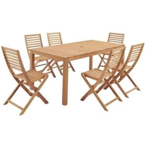 Ensemble Repas De Jardin 6 Personnes - Table 160 X 90 Cm + 6 Chaises Pliantes - Bois Eucalyptus Fsc - Publicité