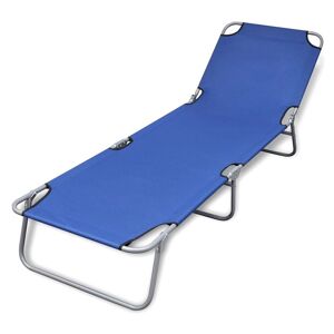 Vidaxl Chaise Longue Pliable Acier Enduit De Poudre Bleu - Publicité