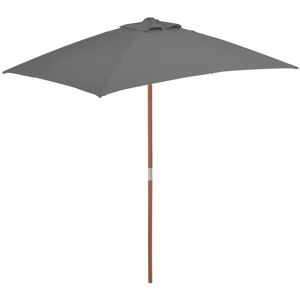 Vidaxl Parasol Avec Mât En Bois 150 X 200 Cm Anthracite - Publicité