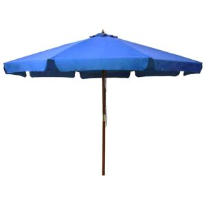 Vidaxl Parasol Avec Mât En Bois 330 Cm Bleu Azuré - Publicité