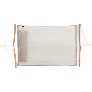 Double Hamac Rembourré Avec Barres De Protection Incurvées Amovibles En Bambou Avec Oreiller Tissu Oxford 200 X 140 Cm Charge 225 Kg Crème Et Beige Helloshop26 12_0001611 - Publicité