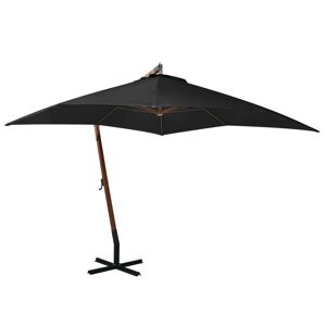 Vidaxl Parasol Suspendu Avec Mât Noir 3x3 M Bois De Sapin Massif - Publicité