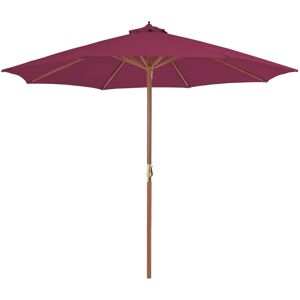 Vidaxl Parasol Avec Mât En Bois 300 Cm Rouge Bordeaux - Publicité