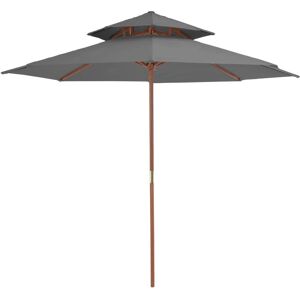 Vidaxl Parasol Double Avec Mât En Bois 270 Cm Anthracite - Publicité