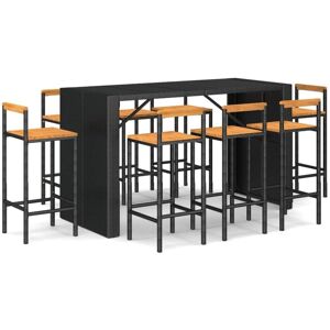 Vidaxl Ensemble De Bar Jardin 9 Pcs Noir Poly Rotin/Bois Massif Acacia - Publicité