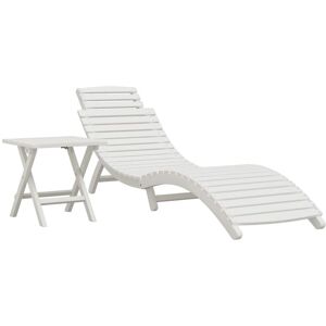 Vidaxl Chaise Longue Avec Table Blanc Bois Massif D'acacia - Publicité