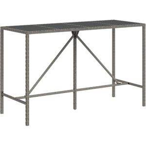 Vidaxl Table De Bar Et Dessus En Verre Gris 180x70x110 Cm Poly Rotin - Publicité