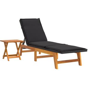 Vidaxl Chaise Longue Avec Table Résine Tressée Et Bois Massif D'acacia - Publicité