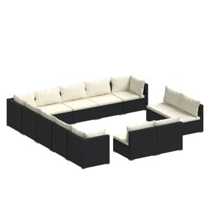 Vidaxl Salon De Jardin 13 Pcs Avec Coussins Noir Résine Tressée - Publicité