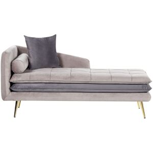 Chaise Longue Côté Gauche En Velours Beige Et Gris Gonesse - Publicité