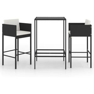 Ensemble De Bar De Jardin 3 Pcs Et Coussins Résine Tressée Noir - Publicité