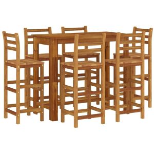 Ensemble De Bar De Jardin 7 Pcs Bois D'acacia Solide - Publicité