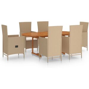 Ensemble De Salle À Manger De Jardin 7 Pcs Résine Tressée Beige - Publicité