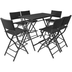 Mobilier À Dîner Pliable Jardin 7 Pcs Acier Résine Tressée Noir - Publicité