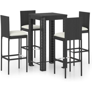 Vidaxl Ensemble De Bar De Jardin 5 Pcs Et Coussins Résine Tressée Noir - Publicité