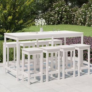 Vidaxl Ensemble De Bar De Jardin 9 Pcs Blanc Bois De Pin Massif - Publicité