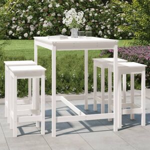 Vidaxl Ensemble De Bar De Jardin 5 Pcs Blanc Bois Massif De Pin - Publicité