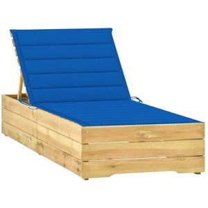 Vidaxl Chaise Longue Avec Coussin Bleu Royal Bois De Pin Imprégné - Publicité