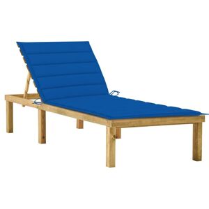 Vidaxl Chaise Longue Avec Coussin Bleu Royal Bois De Pin Imprégné - Publicité